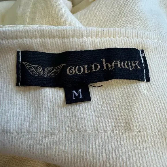 Gold Hawk Butter Yellow Embroidered Cotton Terry Skirt sz M NWT - Picture 8 of 11